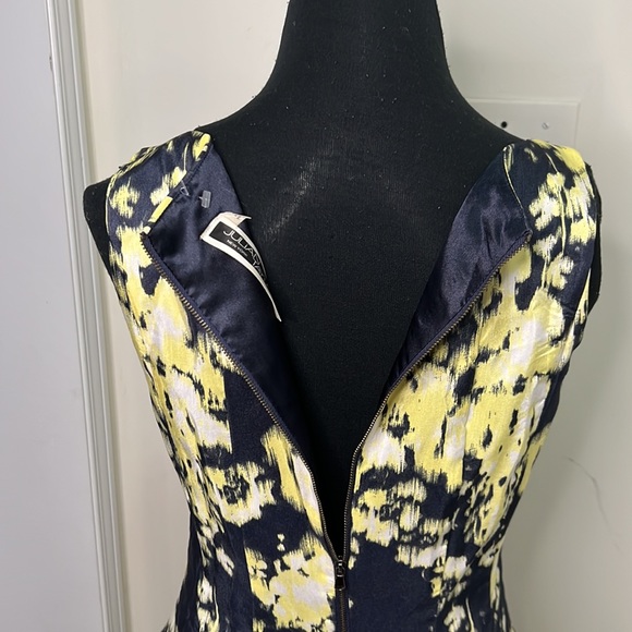 Julian Taylor Chic Fit Flare Navy Lime Yellow Dress Size 6 - Picture 13 of 13
